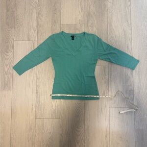 H&M Teal V-Neck Top 3/4 Length Sleeve